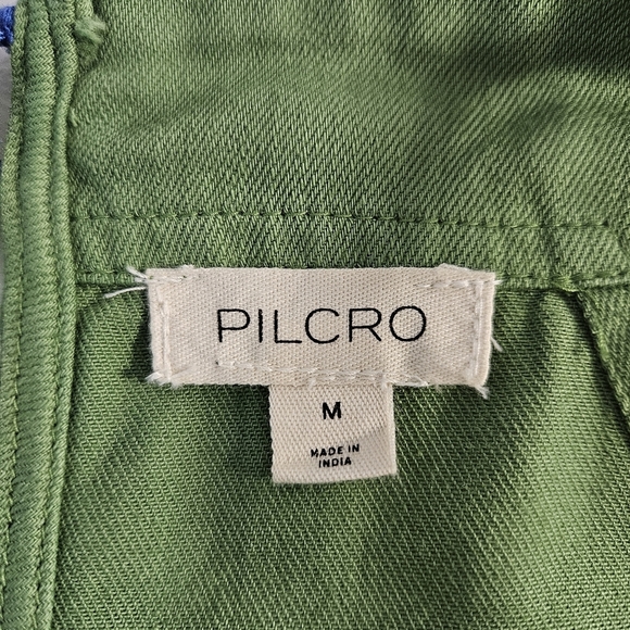 Pilcro Anthropologie Kayla Flounce Green Denim Drop Waist Mini Dress Sz M - Picture 9 of 13